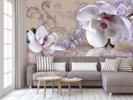 Фотообои 3д магнолии и брошь - 3