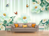 Фотообои  Салатовые цветы 3д - 1