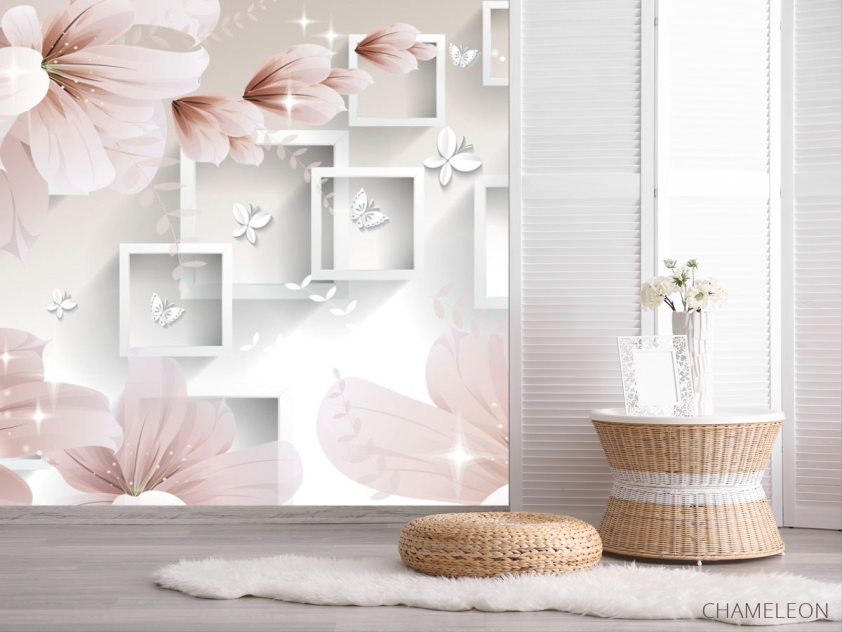 Фотошпалери Абстрактні об'ємні квіти - 2