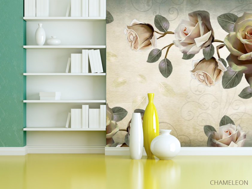 Фотошпалери троянди на бежевому фоні - 3