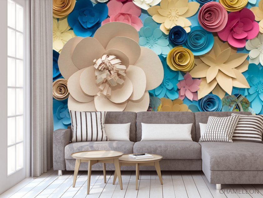 Фотообои разноцветные буажные цветы - 3