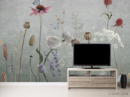 Фотообои Полевые дизайнерские цветы серые - 2