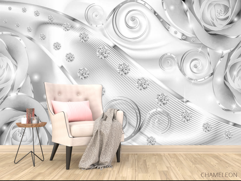 Фотообои диаманты на серых узорах - 4