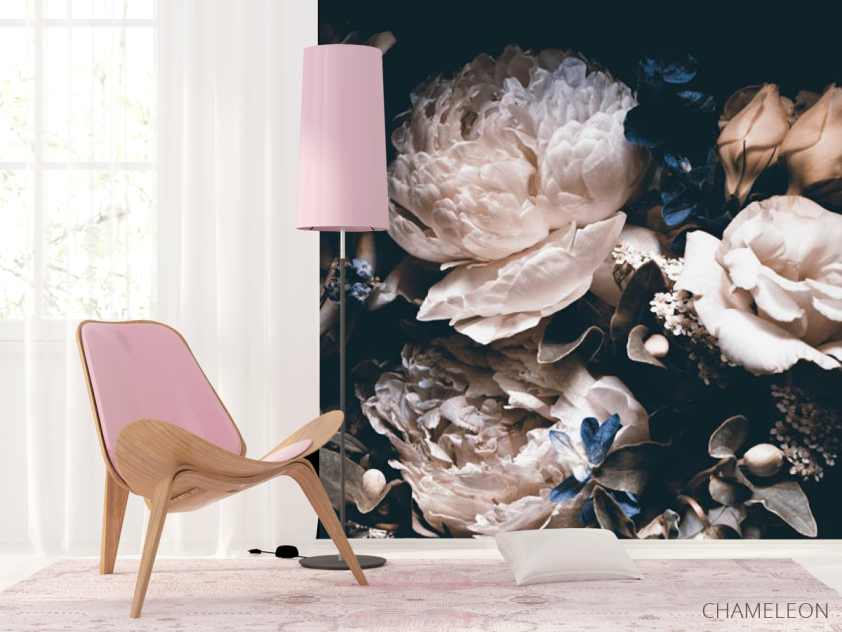 Фотошпалери Вінтажні квіти на чорному тлі - 4