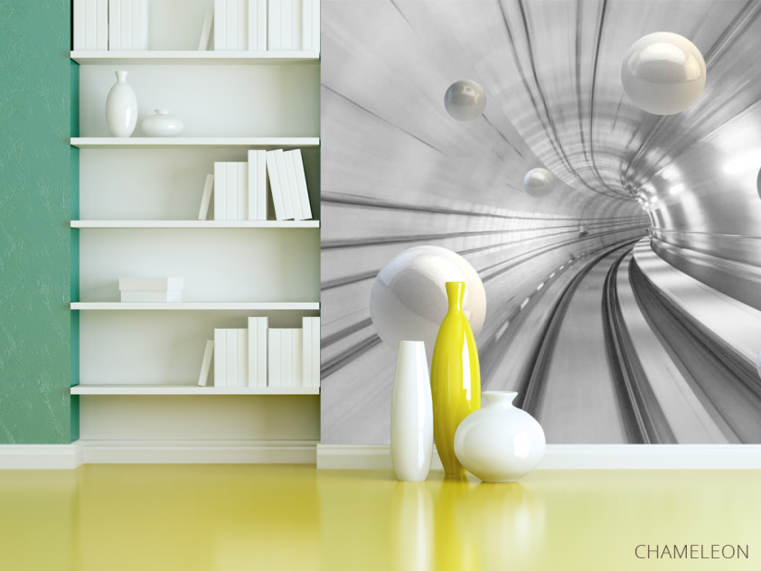 Фотошпалери 3Д тунель з кулями - 3