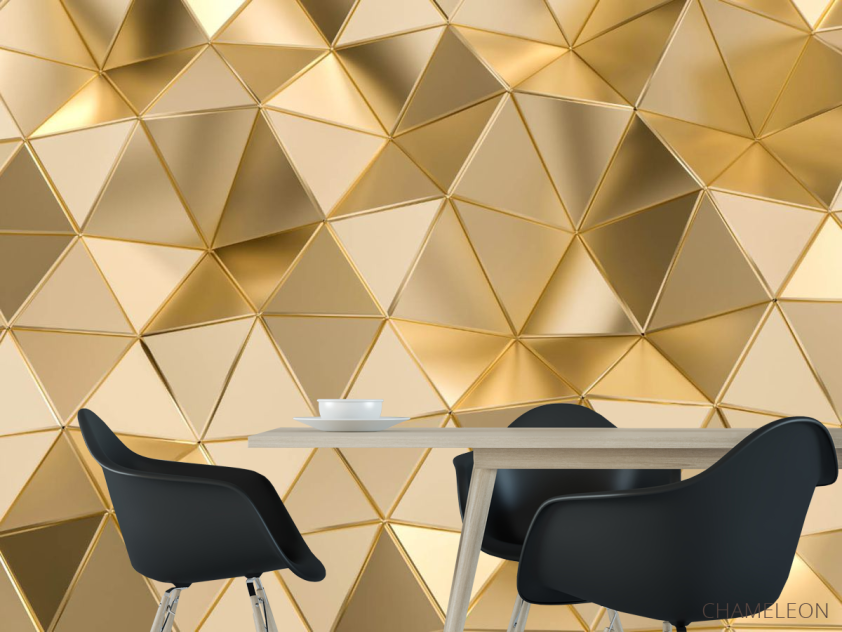 Фотошпалери 3Д золоті трикутники - 1