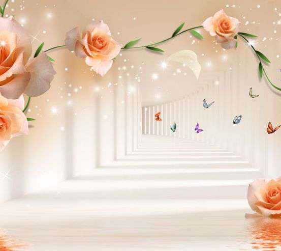 Фотообои Тонель с оранжевыми цветами Фотообои Тонель с оранжевыми цветами 22942