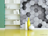 Фотошпалери сірі 3Д шестикутники - 3