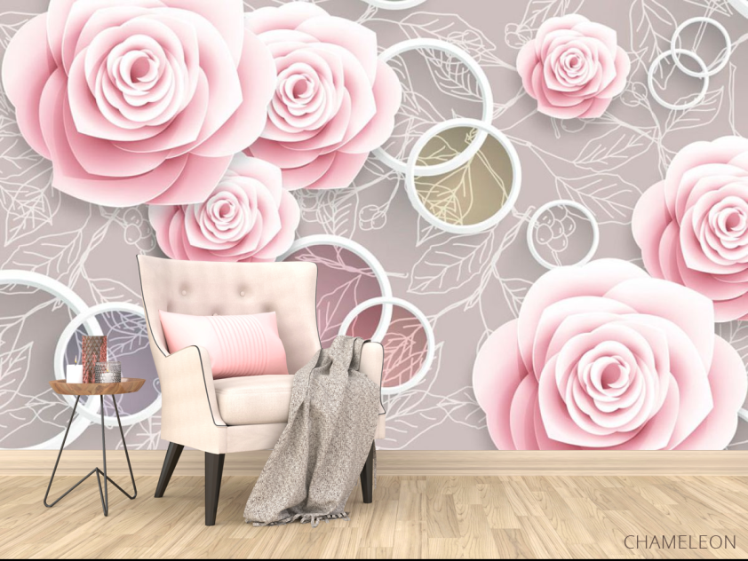 Фотообои Розовые 3Д розочки - 4