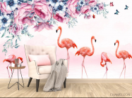 Фотообои фламингои цветы - 4