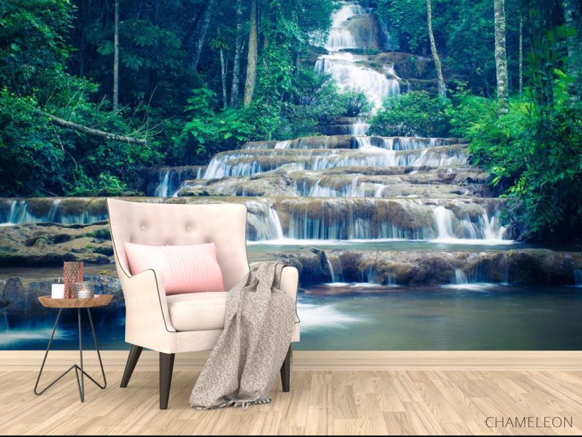 Фотообои ступенчатый водопад в лесу - 4