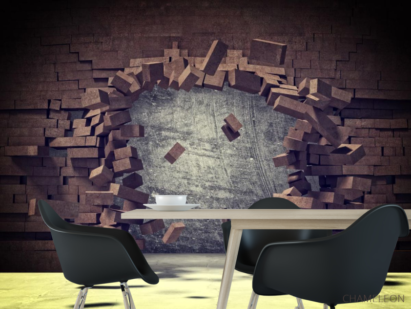 Фотошпалери Розбита коричнева цегляна стіна - 1