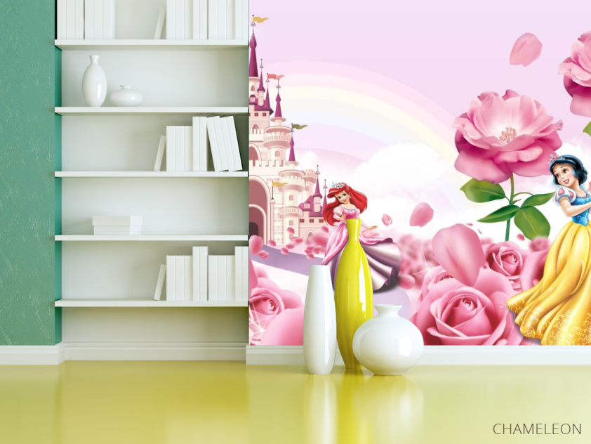 Фотошпалери Рожевий замок з принцесами - 3