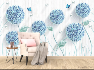 Фотообои 3d голубые одуванчики - 4