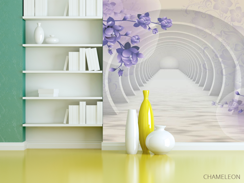 Фотошпалери Тунель з фіолетовими квітами - 3