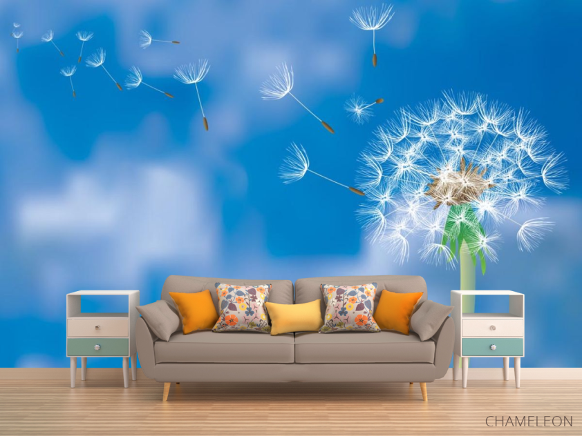 Фотообои Одуванчик на синем фоне - 1