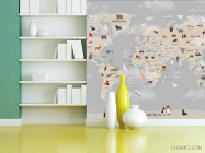 Фотошпалери карта сіра англійською - 3