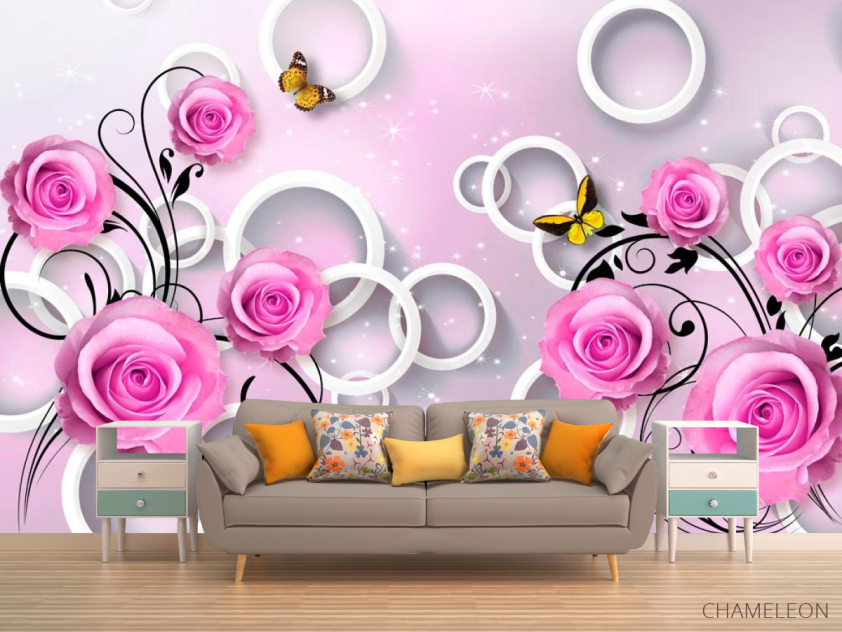 Фотообои Розы сиреневые 3d - 1