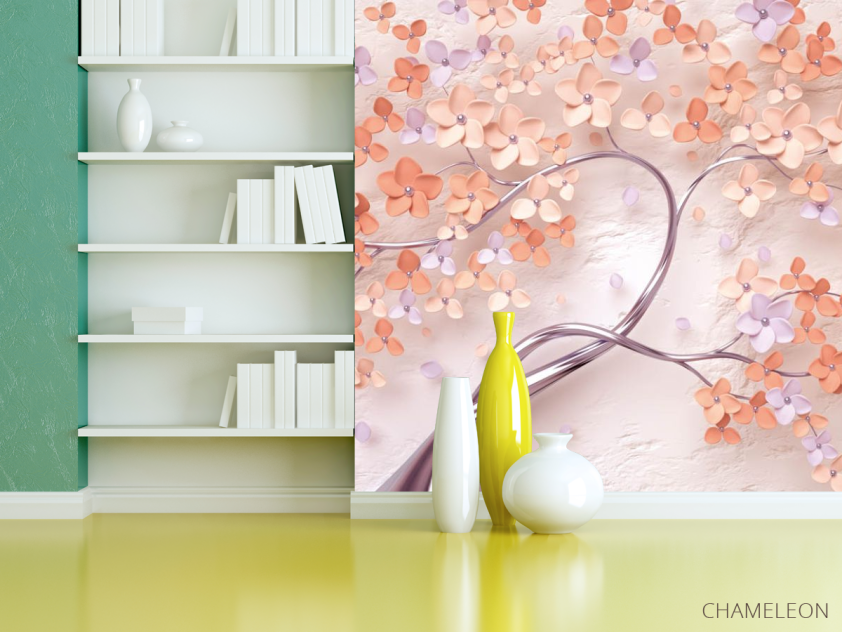 Фотошпалери 3д дерево персикового кольору - 3