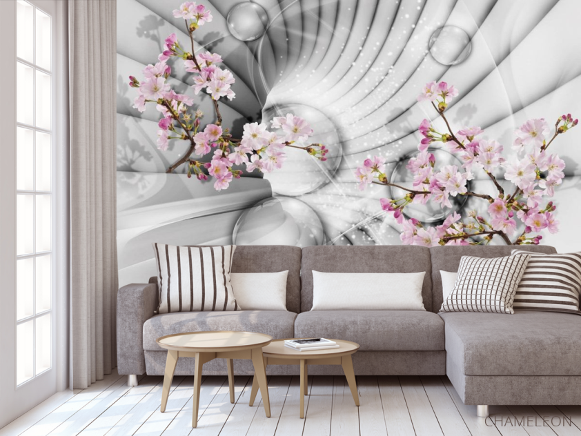 Фотообои 3д тоннель с цветами - 3