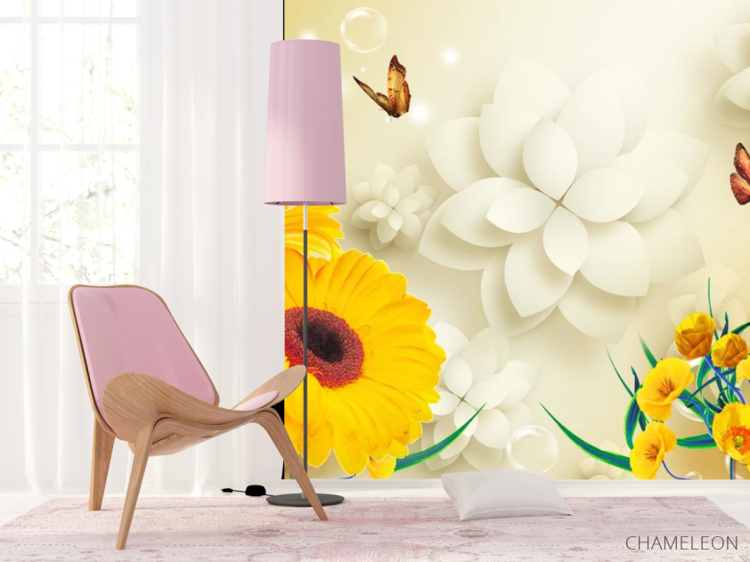 Фотошпалери Жовті гербери 3д - 4