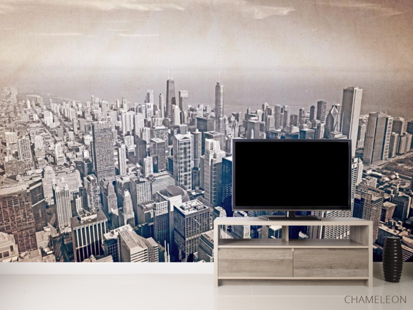 Фотообои мегаполис над океаном старая бумага - 2