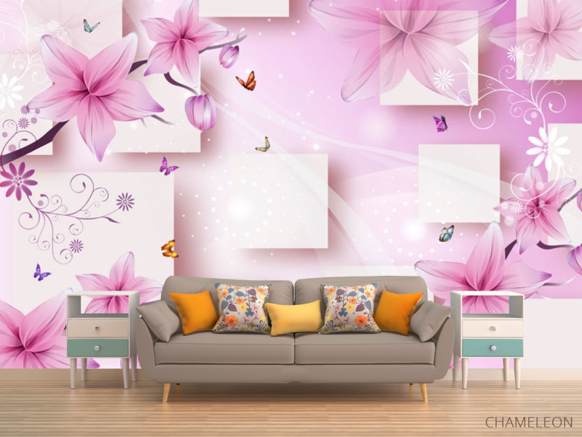 Фотообои 3д розовые цветы - 1