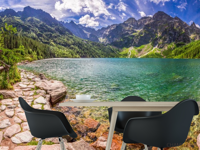 Фотошпалери камені, гори і озеро - 1