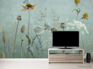 Фотообои Полевые дизайнерские цветы зеленые - 2