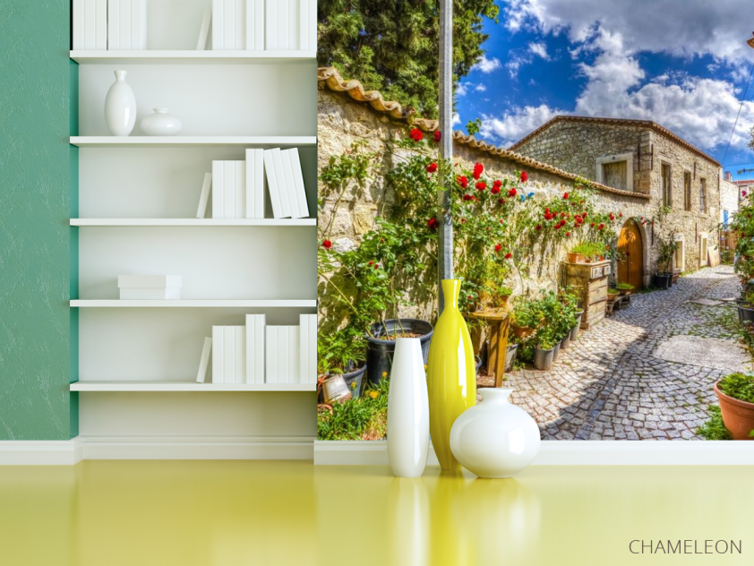 Фотошпалери провулок з трояндами - 3