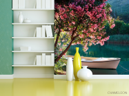 Фотошпалери Човен, берег, квіти - 3