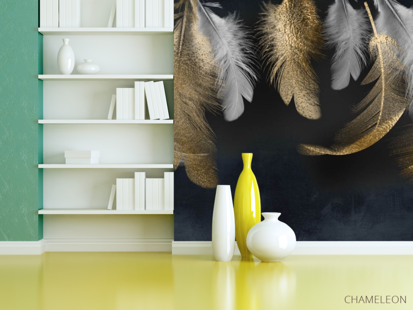 Фотошпалери Золоті пера 3д - 3