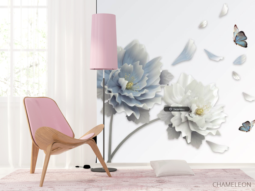 Фотошпалери Блакитні квіти 3д - 4