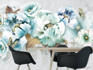 Фотошпалери блакитні 3Д квіти - 1