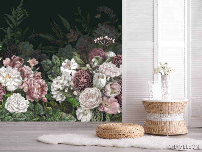 Фотошпалери темні вінтажні квіти - 2