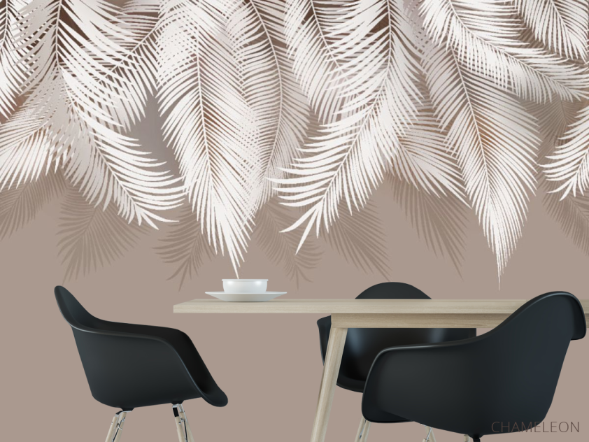 Фотошпалери бежеві листя на стіну - 1