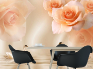 Фотошпалери Помаранчеві троянди на атласі - 1