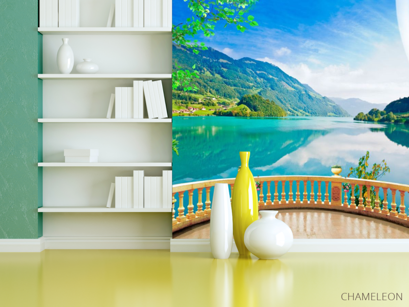 Фотошпалери Панорамне вікно з озером - 3