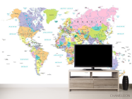 Фотообои Разноцветная карта мира на белом фоне - 2