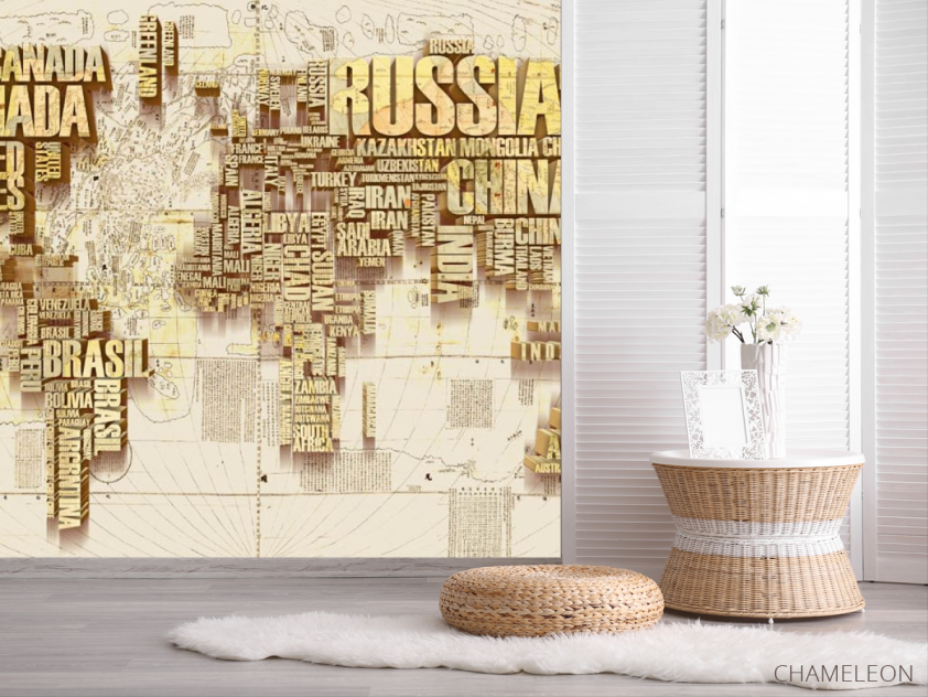 Фотошпалери Карта із золотого тексту - 2