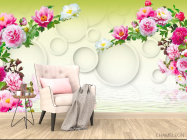 Фотообои 3д цветы с кольцами - 4