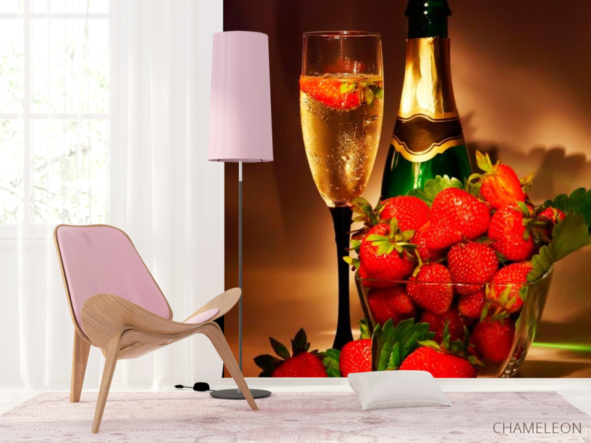 Фотошпалери Полуниця, шампанське - 4