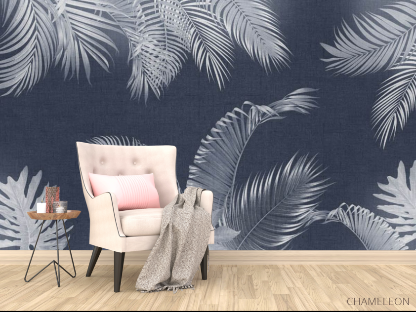 Фотообои Листья на синем - 4