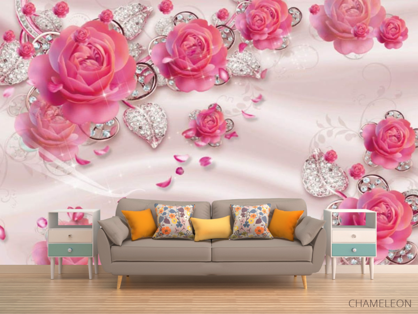 Фотообои 3d розовые цветы - 1