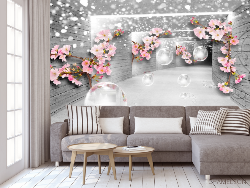 Фотообои Тонель с розовой сакурой - 3