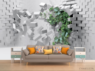 Фотообои Кирпичная стена с цветком - 1