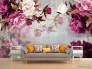 Фотообои Винтажные бордовые пионы - 1