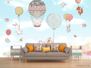 Фотообои Зайки на воздушных шарах - 1