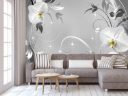 Фотообои Белые орхидеи на сером фоне - 3