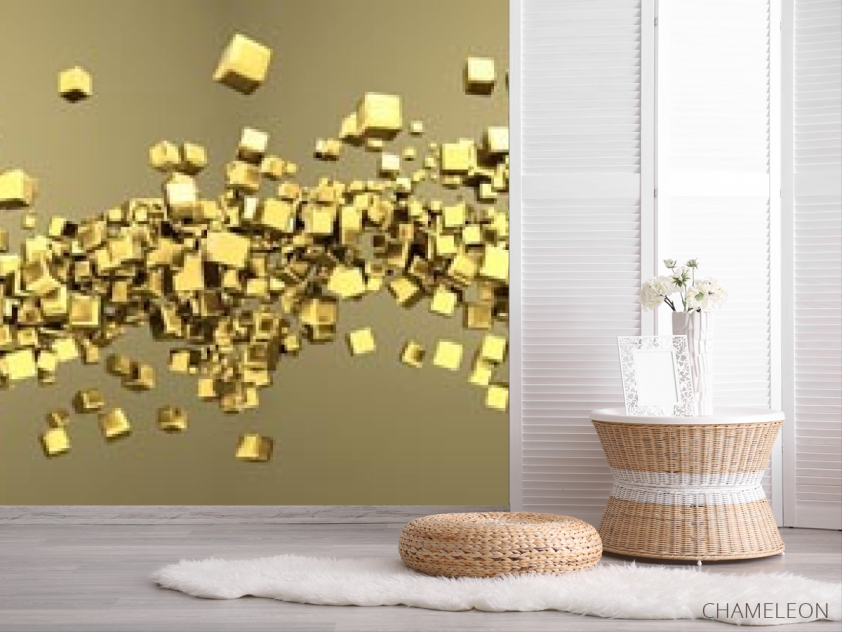 Фотошпалери Золоті 3d квадратики - 2